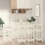 vidaXL 9-tlg. Bar-Set Wei&szlig; Massivholz Kiefer