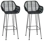 vidaXL Barstuhl 2 pcs Schwarz 55 x 52 x 105 cm Rattan und Eisen