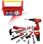 KS-Tools Werkzeug-Box f&uuml;r Kinder 100073 - Hammer, Bohrer, Spielzeug - 19-teilig