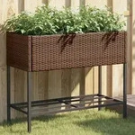 vidaXL Pflanzk&uuml;bel mit Ablage Braun Poly Rattan