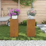 vidaXL Outdoor-Pflanzens&auml;ulen 2 Stk. 24x24x55 cm Cortenstahl