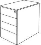 Standcontainer M-ove H720-760xB430xT800mm anthrazit m.4 Schubl.KERKMANN
