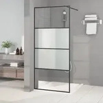 vidaXL Duschwand f&uuml;r Begehbare Dusche Schwarz 90x195cm Halbmatt ESG