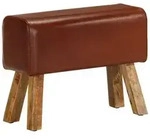 vidaXL Sitzbank Turnbock-Design 58cm Braun Echtleder Mango Massivholz