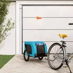 vidaXL Fahrradanh&auml;nger Hunde Blau und Schwarz Oxford-Gewebe & Eisen