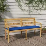 vidaXL Batavia-Bank mit K&ouml;nigsblauem Kissen 150 cm Massivholz Teak