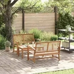 vidaXL Gartensofa-set 3 pcs Natur Massivholz Teak