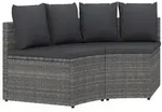 vidaXL 2-tlg. Garten-Sofagarnitur mit Auflagen Poly Rattan Grau