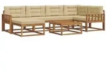 vidaXL Outdoor-Sofagarnitur mit Kissen 7 pcs Natur und Beige
