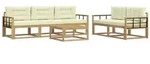 vidaXL Outdoor-Sofagarnitur mit Kissen 6 pcs Wei&szlig; und Creme