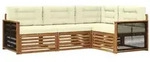 vidaXL Outdoor-Sofagarnitur mit Kissen 4 pcs Natur und Creme