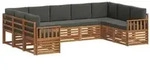 vidaXL Ecksofa Set 9 pcs Natur und Anthrazit Massivholz Akazie
