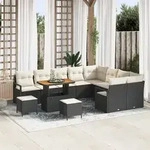 vidaXL 12-teiliges Garten-Sofa-Set mit Kissen Schwarz Poly-Rattan Akazie