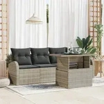 vidaXL 5-teiliges Gartensofa-Set mit Kissen in Hellgrau Poly-Rattan