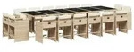 vidaXL 17-tlg. Garten-Essgruppe mit Kissen Beige Poly Rattan