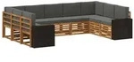 vidaXL Ecksofa Set mit Kissen 9 pcs Natur und Anthrazit Polyester