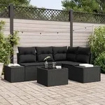 vidaXL 5-tlg. Garten-Sofagarnitur mit Kissen Beige Poly Rattan