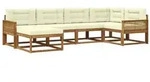 vidaXL Outdoor-Sofagarnitur mit Kissen 6 pcs Natur und Creme