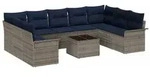 vidaXL Gartensofa-set mit Speicher 10 pcs Grau Poly-Rattan