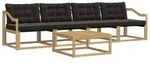 vidaXL Outdoor-Sofagarnitur 5 pcs Wei&szlig; und Schwarz 79 x 79 x 37 cm