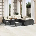 vidaXL 13-teilige Garten Sofaset mit Kissen Schwarz Poly Rattan Akazie