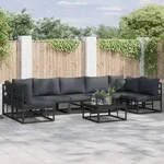 vidaXL Garten-Sofa-Set 8 pcs Schwarz 70 x 70 x 32 cm Aluminium