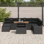 vidaXL 9-teiliges Garten-Sofa-Set mit Kissen Schwarz Poly Rattan