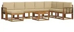 vidaXL Outdoor-Sofagarnitur mit Kissen 9 pcs Natur und Beige