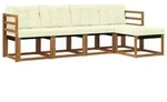vidaXL Outdoor-Sofagarnitur mit Kissen 5 pcs Natur und Creme