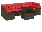 vidaXL Gartensofa-set mit Kissen 8 pcs Braun Poly-Rattan