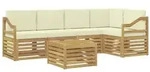 vidaXL Ecksofa Set mit Kissen 6 pcs Wei&szlig; und Creme Massivholz Akazie
