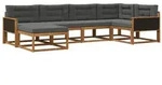 vidaXL Outdoor-Sofagarnitur mit Kissen 6 pcs Natur und Anthrazit