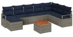 vidaXL Gartensofa-set mit Kissen 9 pcs Grau Poly-Rattan