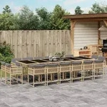 vidaXL 17-tlg. Garten-Essgruppe mit Kissen Beigemischung Poly Rattan