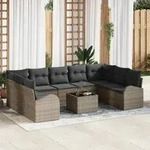 vidaXL 9-teiliges Garten Sofa Set mit Kissen Schwarz Poly Rattan