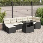 vidaXL 8-teiliges Garten-Sofa-Set mit Kissen Schwarz Poly Rattan