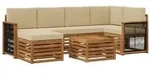 vidaXL Ecksofa Set 6 pcs Natur Massives Akazienholz und Polyester