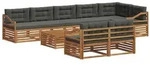 vidaXL Outdoor-Sofagarnitur mit Kissen 9 pcs Natur und Anthrazit
