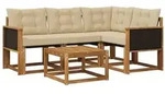 vidaXL Outdoor-Sofagarnitur mit Kissen 5 pcs Natur und Beige