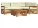 vidaXL Outdoor-Sofagarnitur mit Kissen 5 pcs Natur und Creme