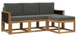 vidaXL Outdoor-Sofagarnitur mit Kissen 4 pcs Natur und Anthrazit