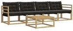 vidaXL Outdoor-Sofagarnitur 5 pcs Wei&szlig; und Schwarz 79 x 79 x 37 cm