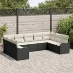 vidaXL 9-teiliges Garten Sofa Set mit Kissen Schwarz Poly Rattan