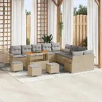 vidaXL 14-teilige Garten Sofa Set mit Kissen Beige Poly Rattan Akazie