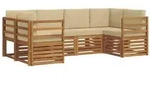 vidaXL Ecksofa Set mit Kissen 6 pcs Natur Massivholz Akazie