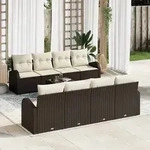 vidaXL 9-teiliges Garten Sofa Set mit Kissen in Braun aus Poly Rattan