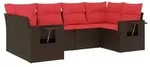 vidaXL 6-teiliges Gartensofa-Set mit Kissen, braun, Polyrattan