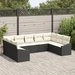 vidaXL 9-teiliges Garten Essset mit Kissen Schwarz Poly Rattan