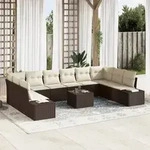 vidaXL 10-tlg. Garten-Sofagarnitur mit Kissen Grau Poly Rattan
