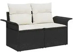 vidaXL 10-teiliges Garten-Sofa-Set mit Kissen Schwarz Poly-Rattan